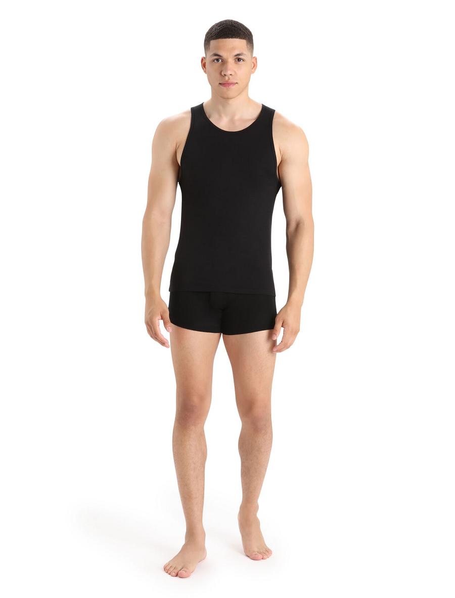 Black Icebreaker Merino Anatomica Tank Top Men's Underwear | AU 1287EBCX